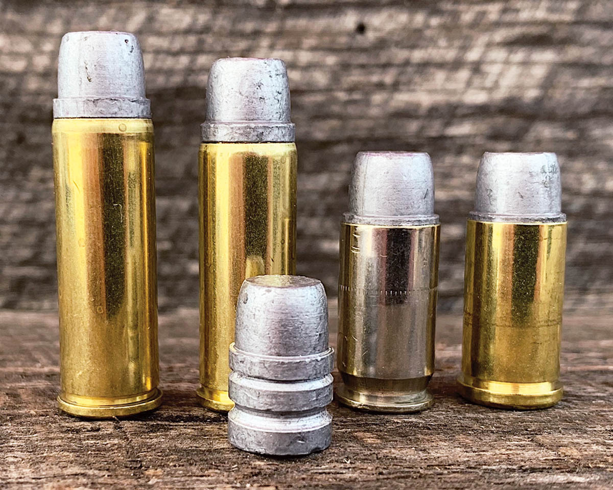 A Lyman 1970s vintage 454424 used in testing. The classic slug is perfect for 454 Casull, 45 Colt, 45 ACP and 45 AR. Elmer would be proud. Notice the round lube groove of the 70’s vintage mould and clear powder coated.